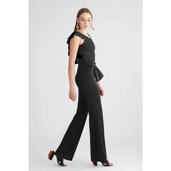 Sashin & Babi Knit tank top Black V-neck with deep V back Ruffle - Size S - Picture 1 of 8